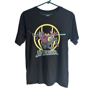 Marvel Spider Man Miles Morales Black Graphic T Shirt Unisex Size 2X Casual‎